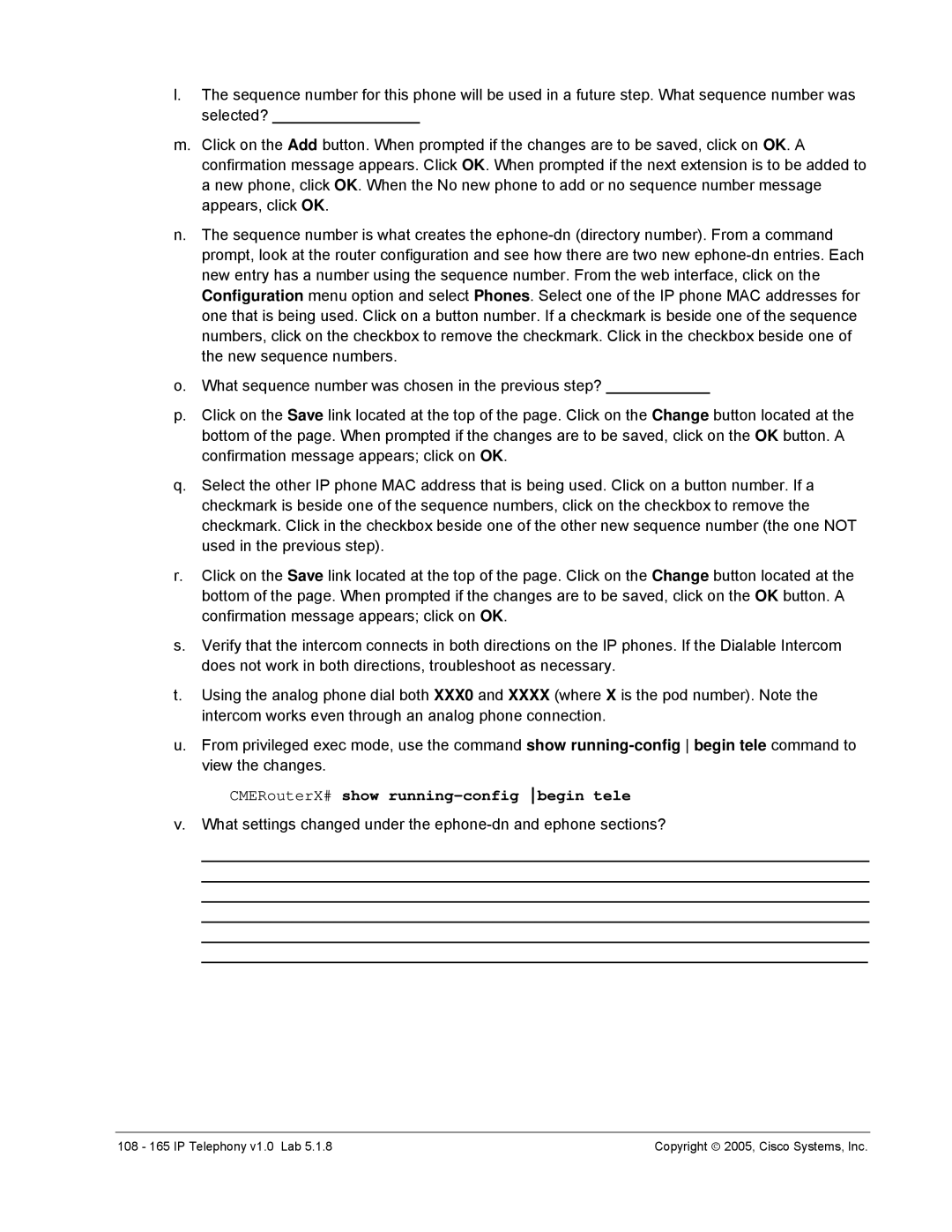 Cisco Systems manual 108 165 IP Telephony v1.0 Lab 