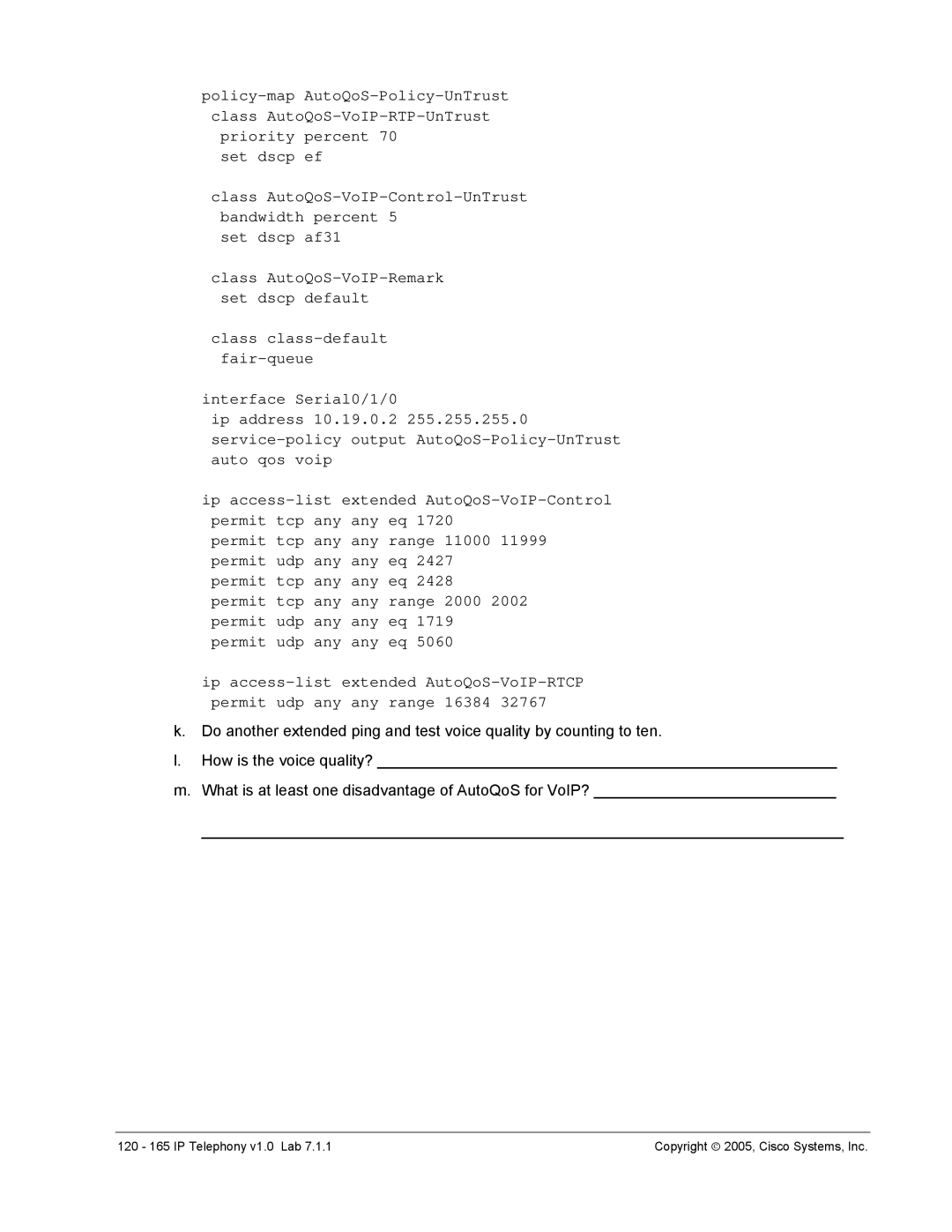 Cisco Systems manual 120 165 IP Telephony v1.0 Lab 