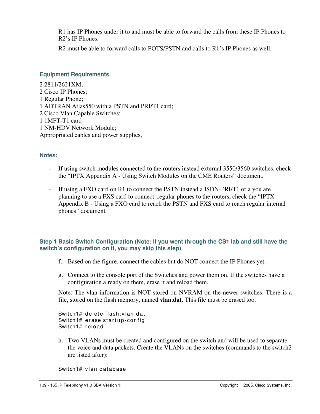 Cisco Systems v1.0 manual Switch1# vlan database 