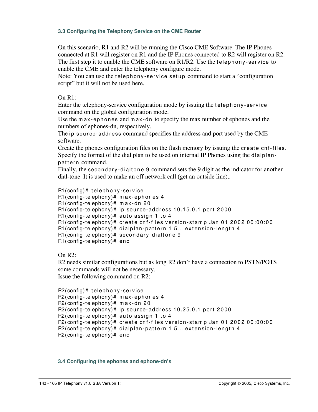 Cisco Systems v1.0 manual R2config# telephony-service 