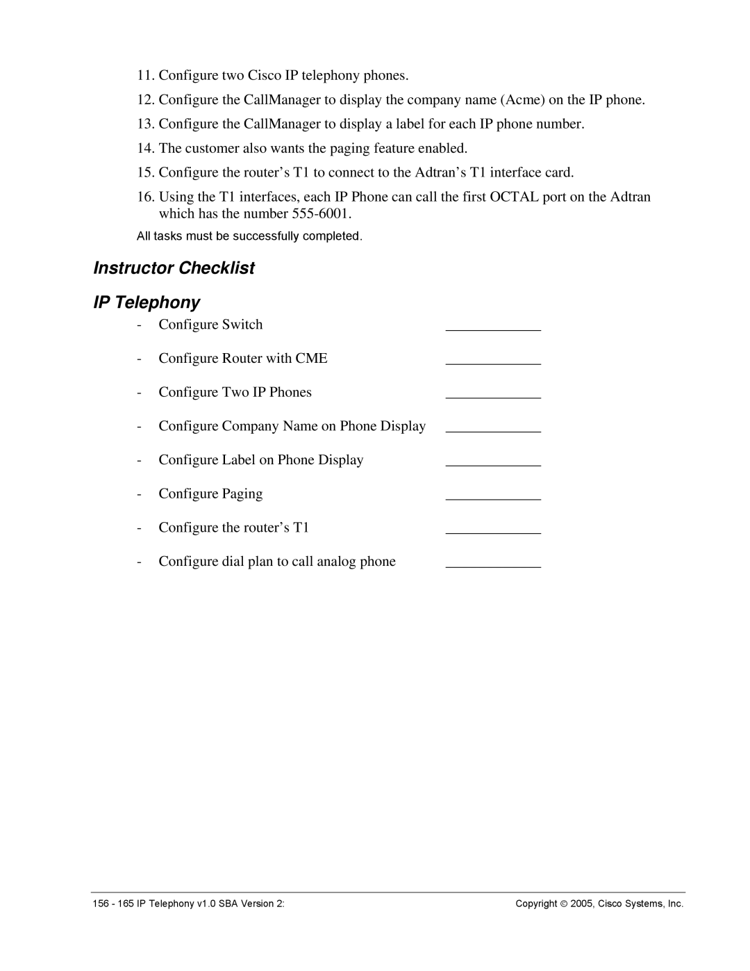 Cisco Systems manual 156 165 IP Telephony v1.0 SBA Version 