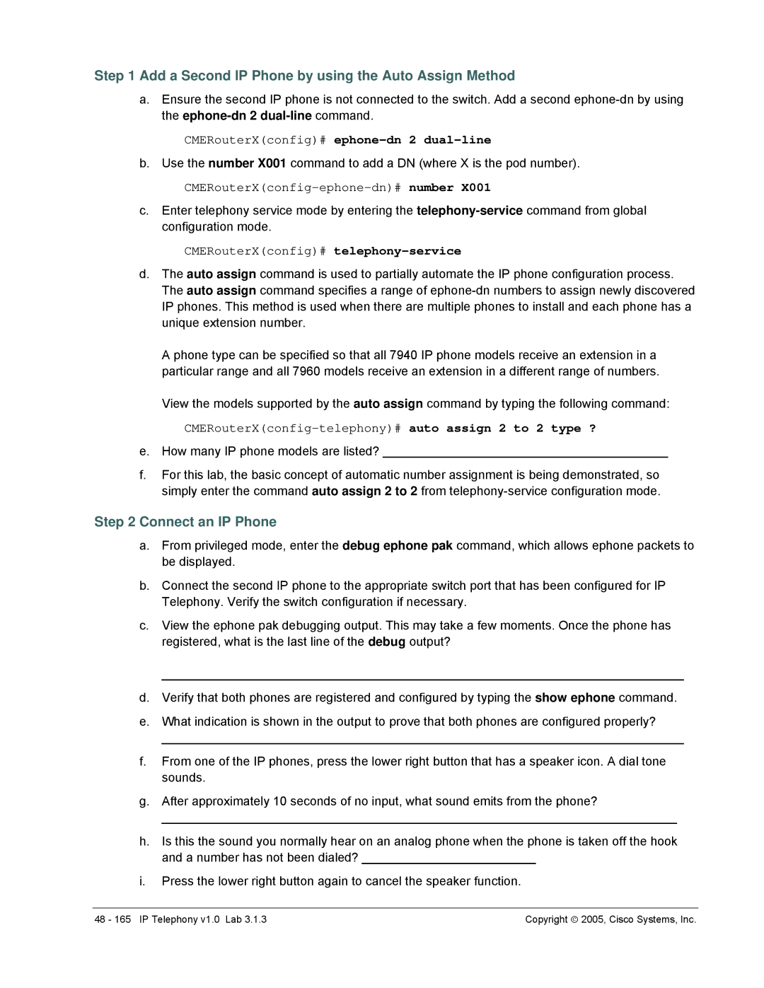 Cisco Systems v1.0 manual Add a Second IP Phone by using the Auto Assign Method, Connect an IP Phone 