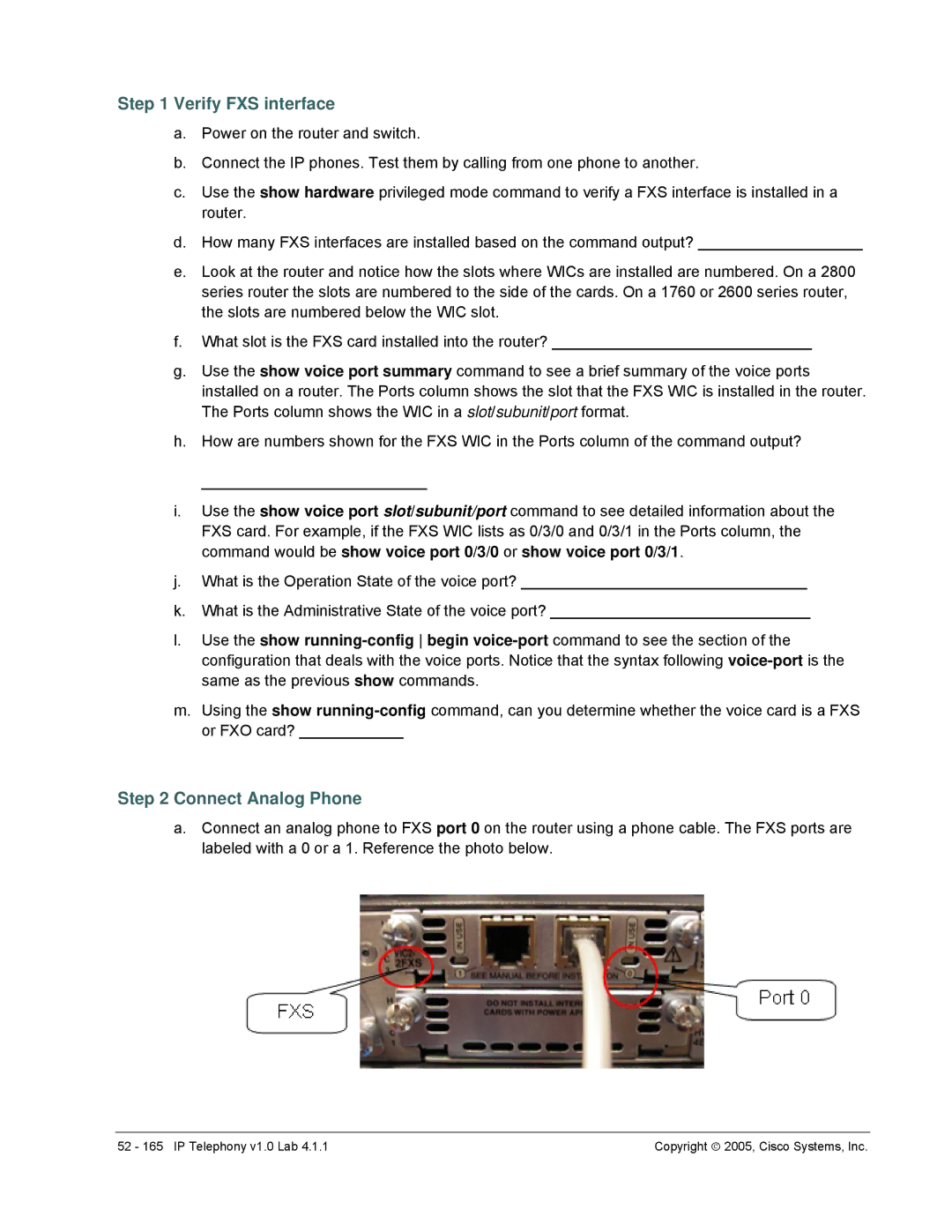 Cisco Systems v1.0 manual Verify FXS interface, Connect Analog Phone 