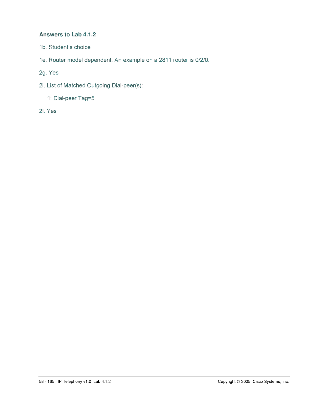 Cisco Systems manual 58 165 IP Telephony v1.0 Lab 