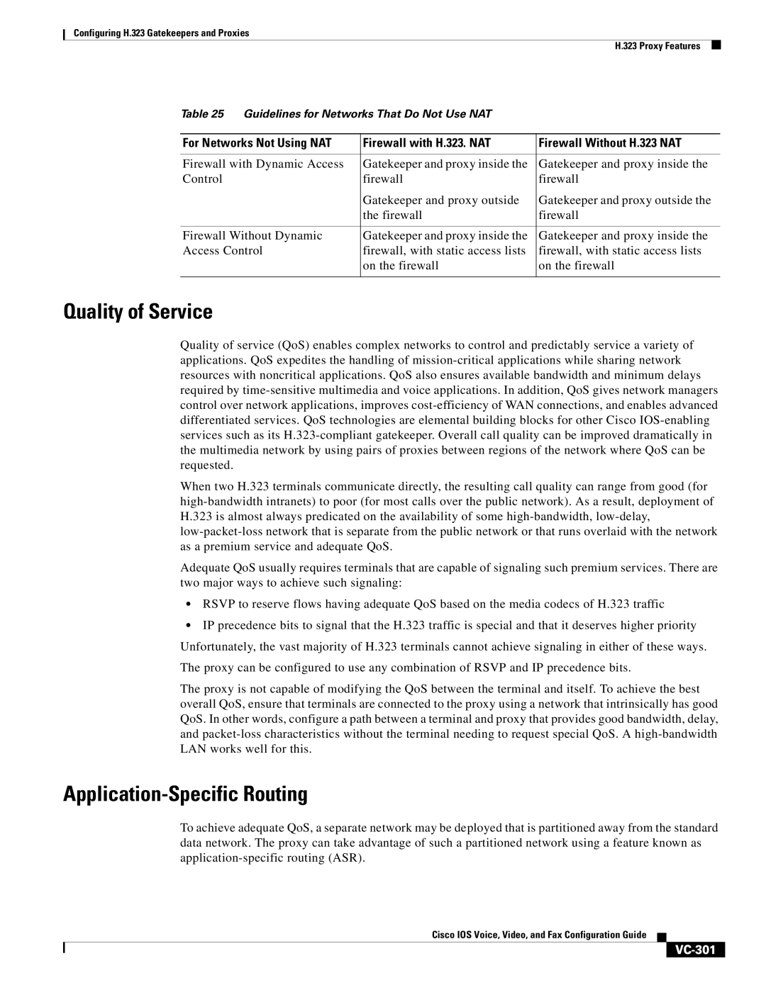 Cisco Systems VC-289 manual Quality of Service, Application-Specific Routing, VC-301 