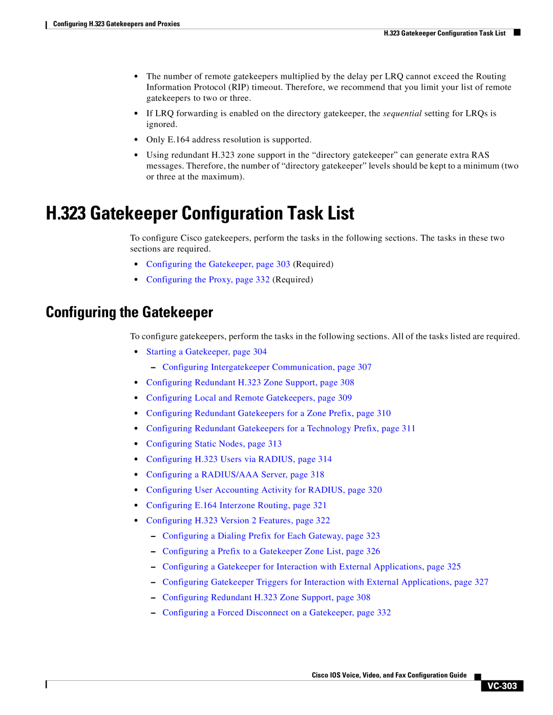 Cisco Systems VC-289 manual Configuring the Gatekeeper, VC-303 