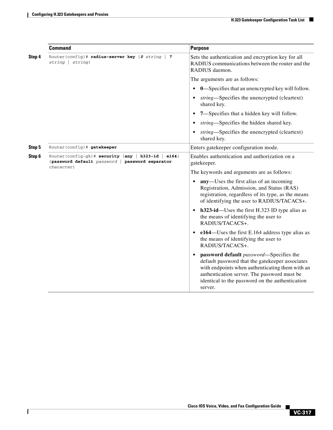 Cisco Systems VC-289 manual Password default password-Specifies, VC-317 