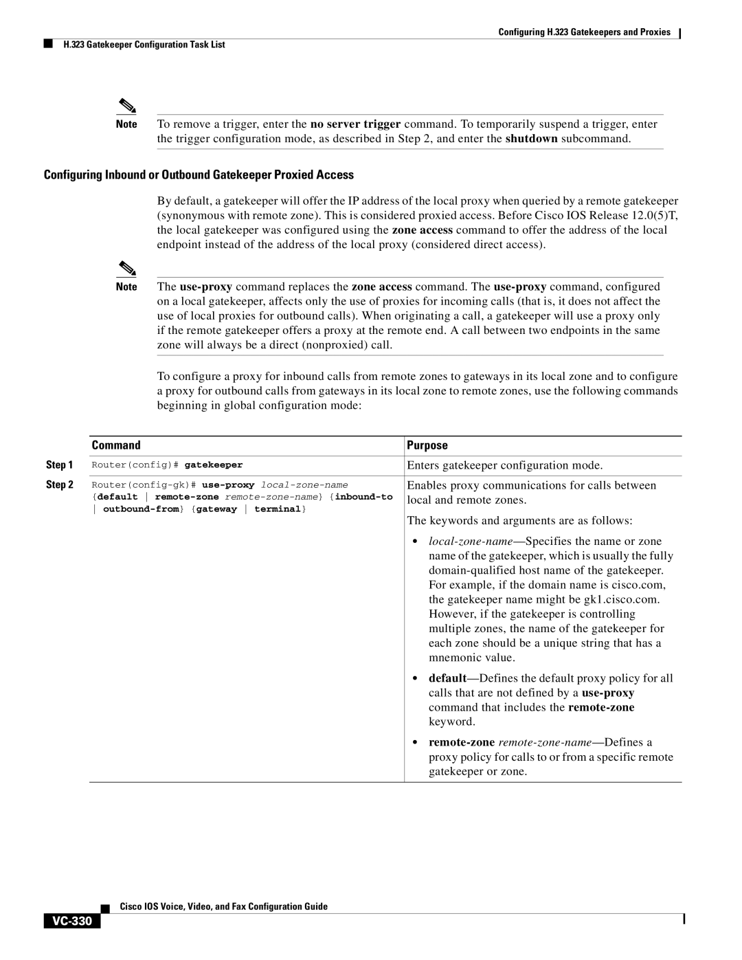 Cisco Systems VC-289 Configuring Inbound or Outbound Gatekeeper Proxied Access, Remote-zone remote-zone-name -Defines a 