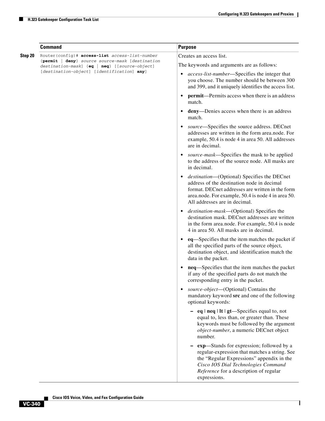 Cisco Systems VC-289 manual Cisco IOS Dial Technologies Command, VC-340 