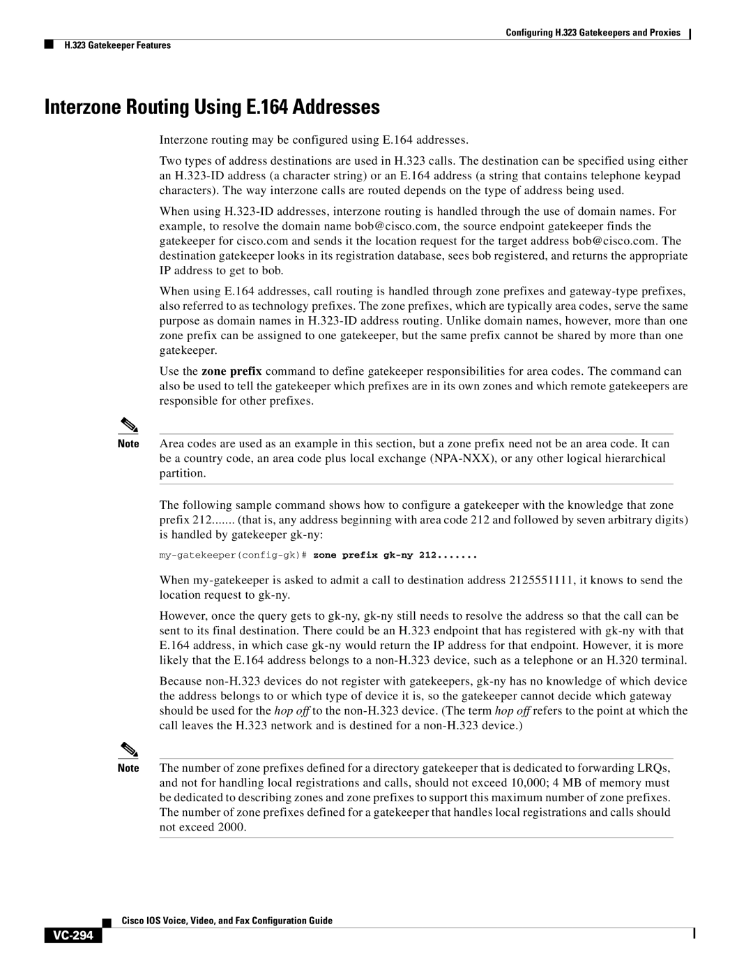 Cisco Systems VC-289 manual Interzone Routing Using E.164 Addresses, VC-294 