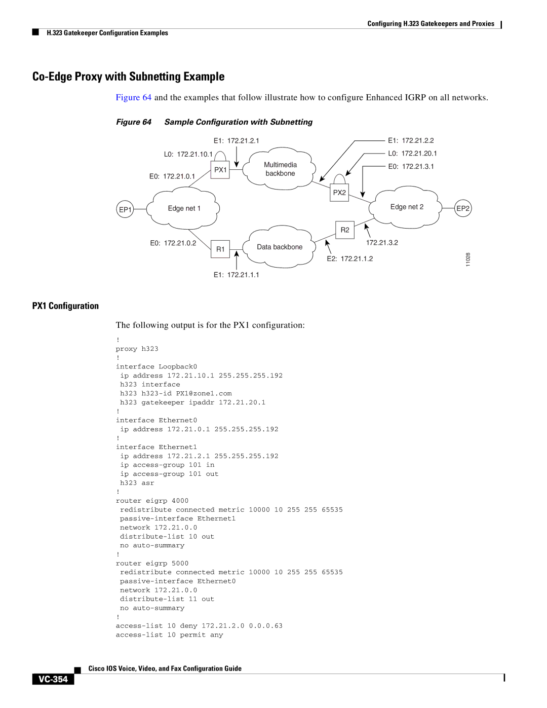 Cisco Systems VC-289 manual Co-Edge Proxy with Subnetting Example, VC-354 