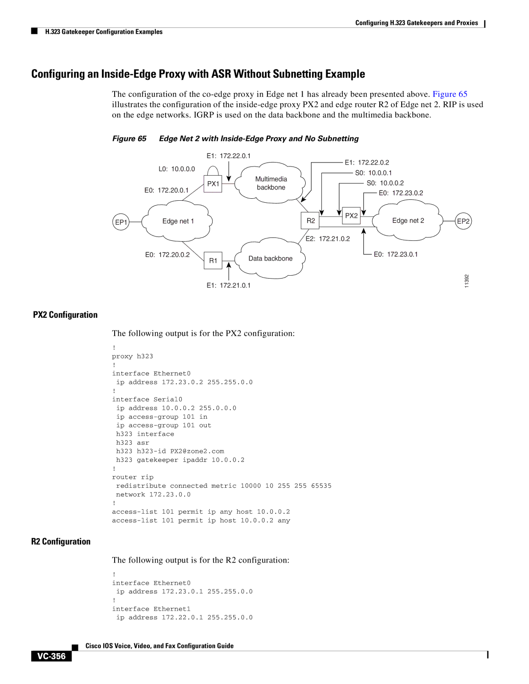 Cisco Systems VC-289 manual PX2 Configuration, R2 Configuration, VC-356 