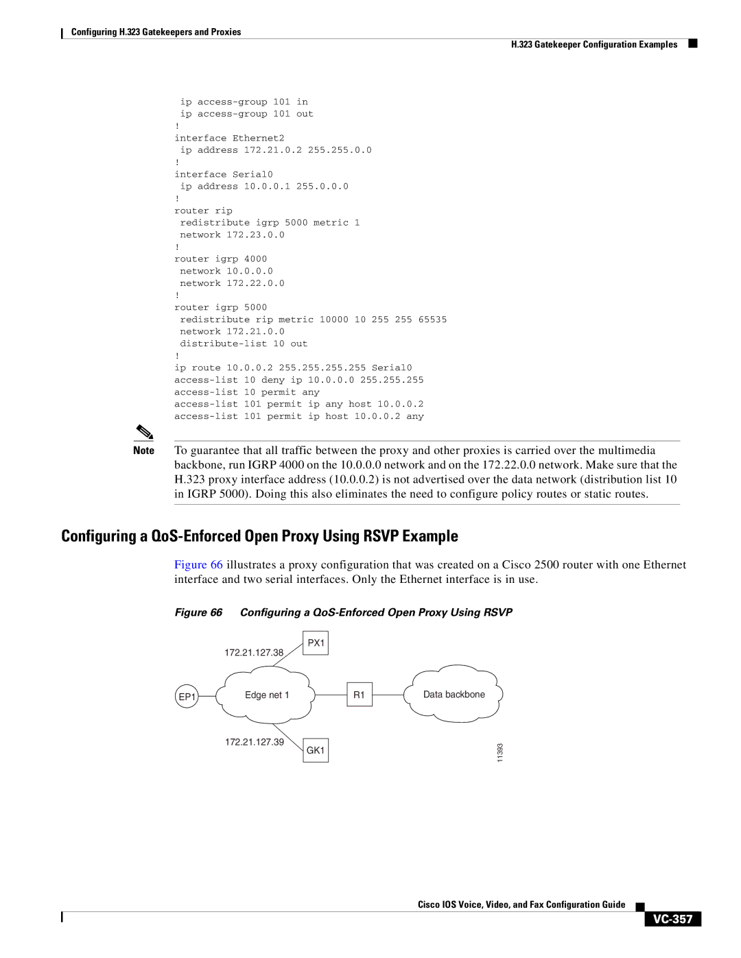 Cisco Systems VC-289 manual Configuring a QoS-Enforced Open Proxy Using Rsvp Example, VC-357 