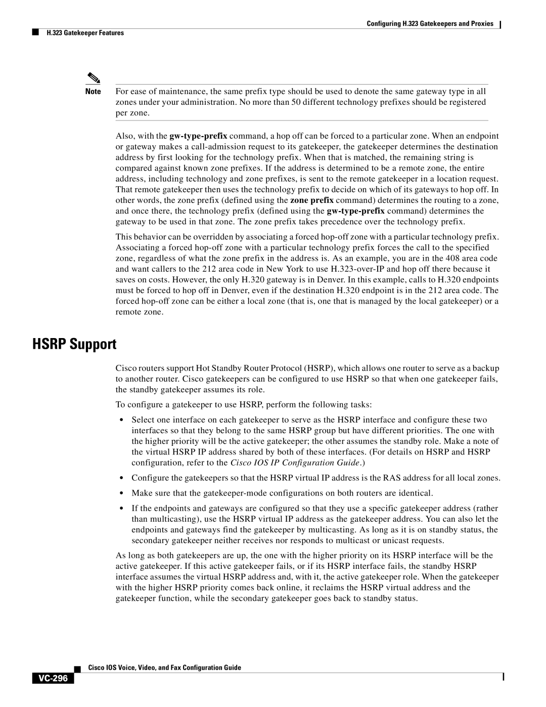 Cisco Systems VC-289 manual Hsrp Support, VC-296 