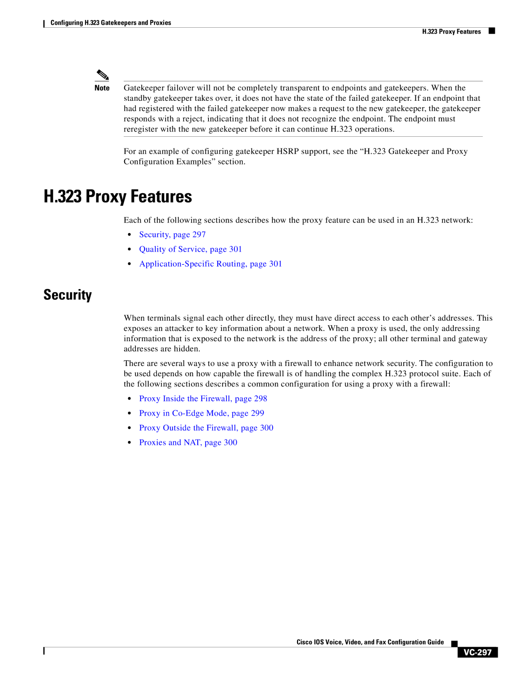 Cisco Systems VC-289 manual Security, VC-297 