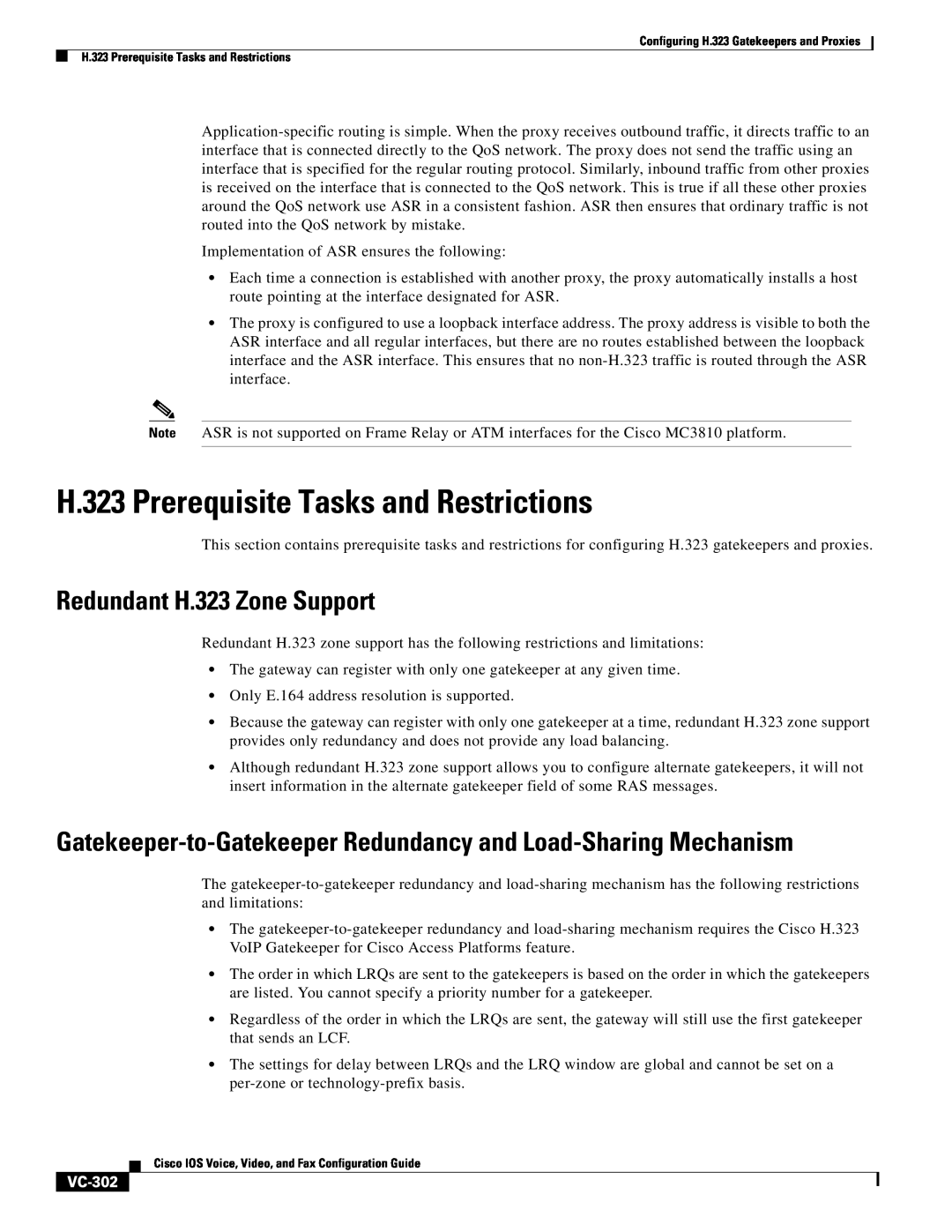 Cisco Systems VC-289 manual H.323 Prerequisite Tasks and Restrictions, Redundant H.323 Zone Support, VC-302 