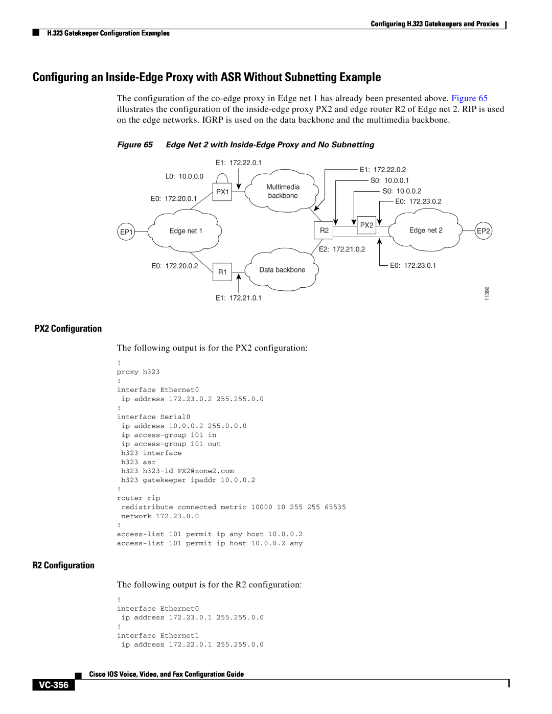 Cisco Systems VC-289 manual PX2 Configuration, R2 Configuration, VC-356 