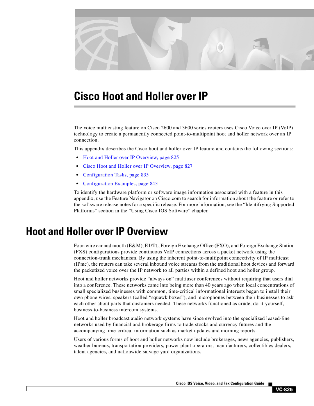 Cisco Systems VC-825 appendix Cisco Hoot and Holler over IP 