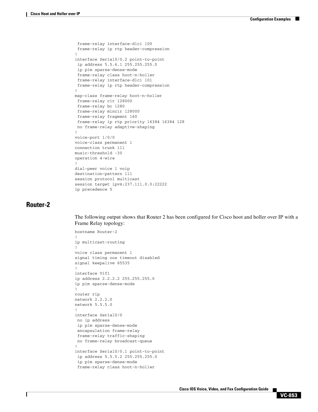 Cisco Systems VC-825 appendix Router-2, VC-853 