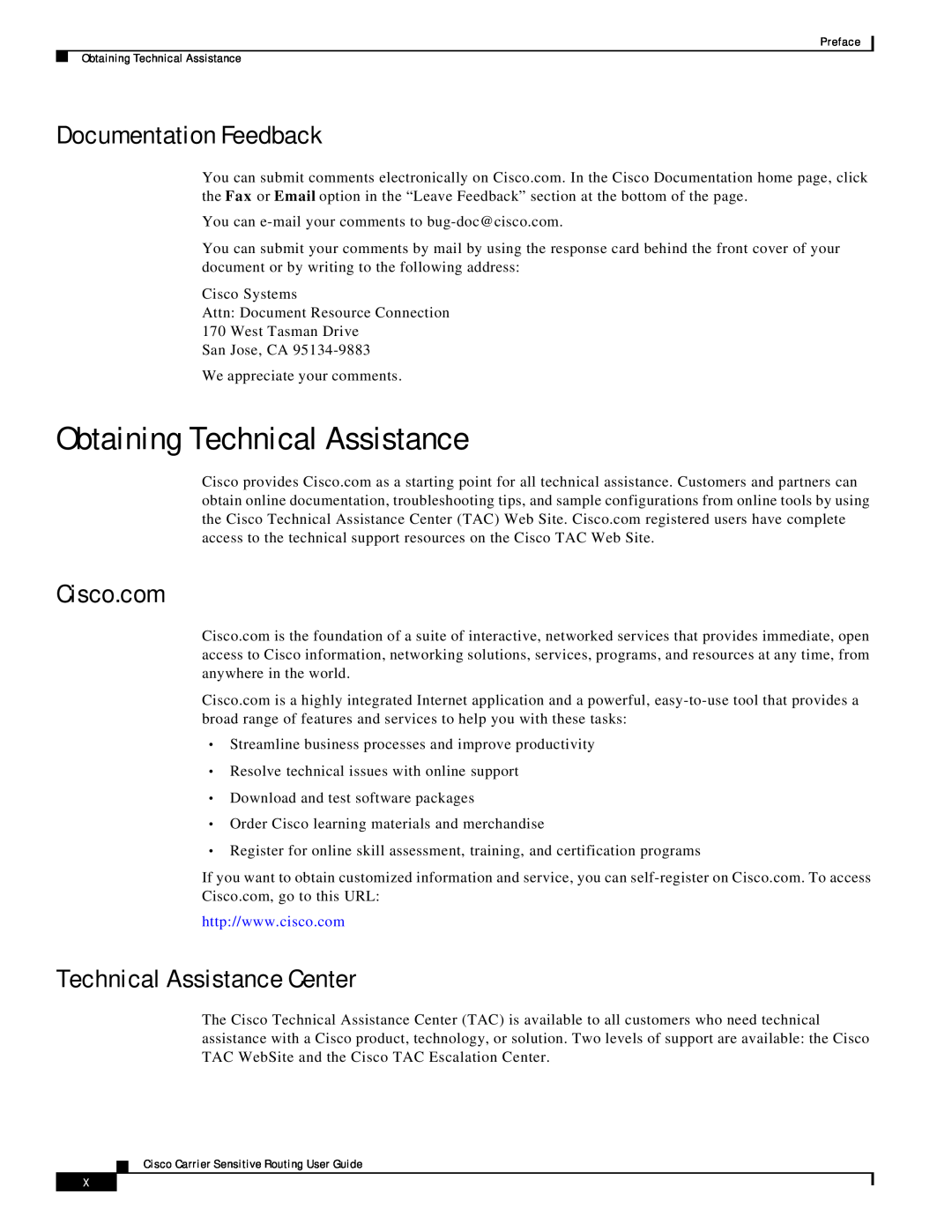 Cisco Systems Version 1.1 Obtaining Technical Assistance, Documentation Feedback, Cisco.com, Technical Assistance Center 