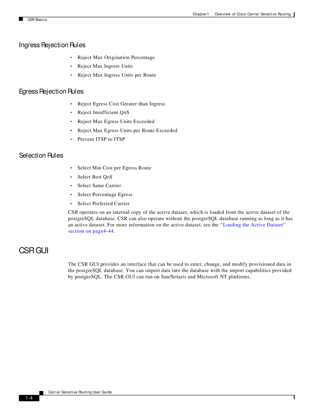 Cisco Systems Version 1.1 manual Ingress Rejection Rules, Egress Rejection Rules, Selection Rules 