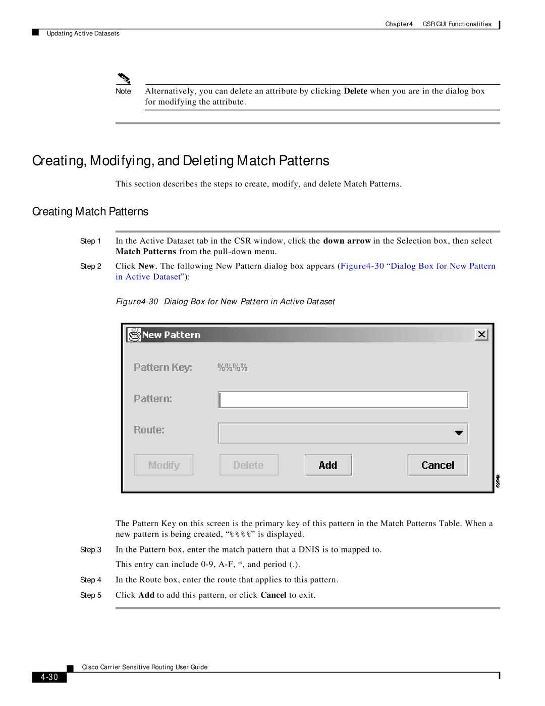 Cisco Systems Version 1.1 manual Creating, Modifying, and Deleting Match Patterns, Creating Match Patterns 