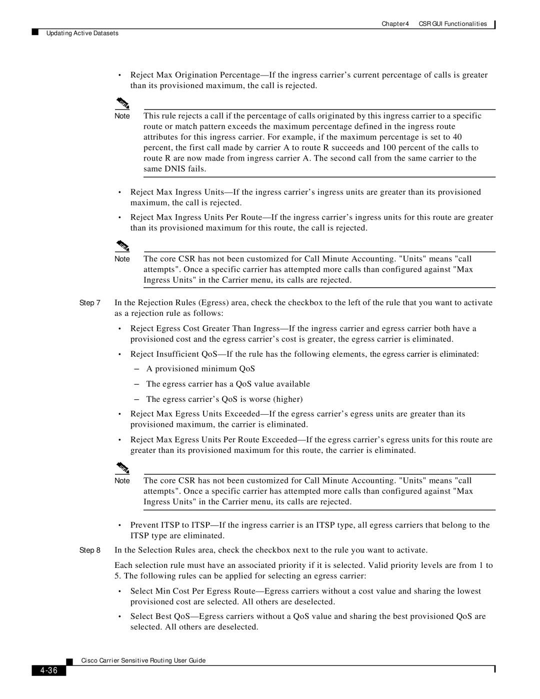 Cisco Systems Version 1.1 manual CSR GUI Functionalities Updating Active Datasets 