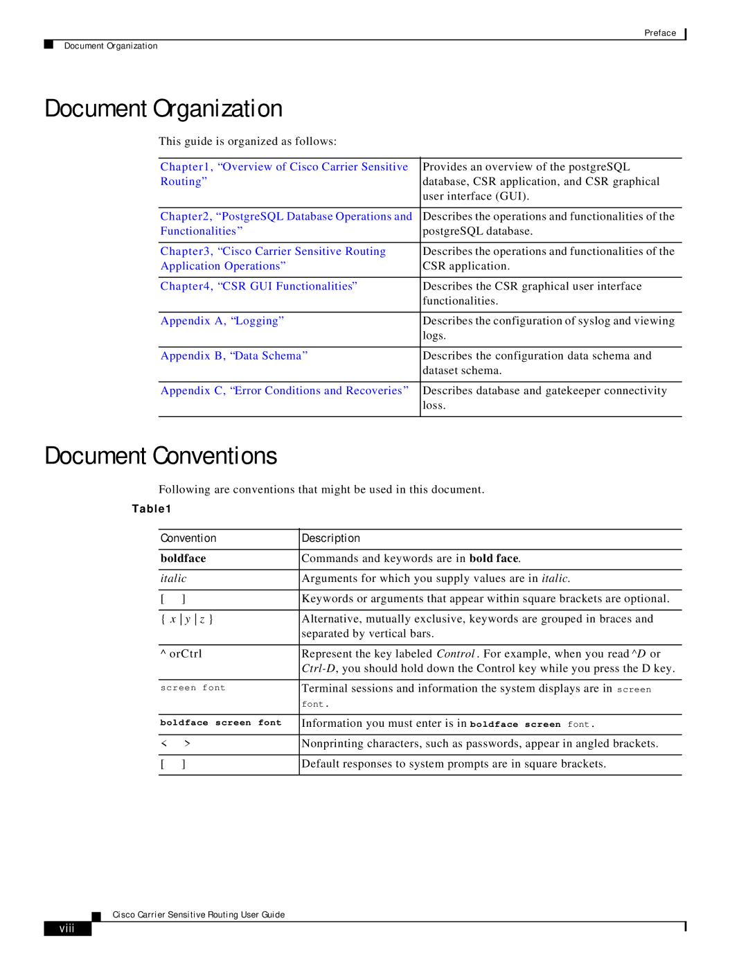 Cisco Systems Version 1.1 manual Document Organization, Document Conventions 