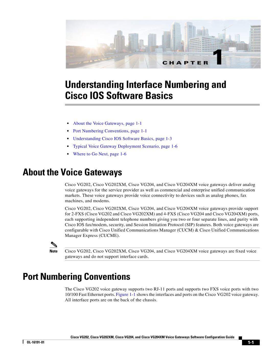 Cisco Systems VG204XM, VG202XM manual About the Voice Gateways, Port Numbering Conventions 