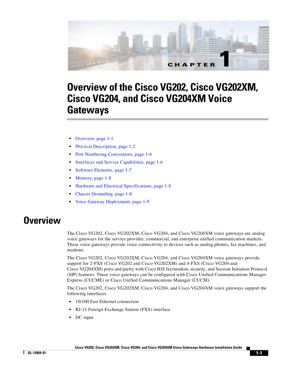 Cisco Systems VG202XM manual Cisco VG204, and Cisco VG204XM Voice Gateways, Overview 