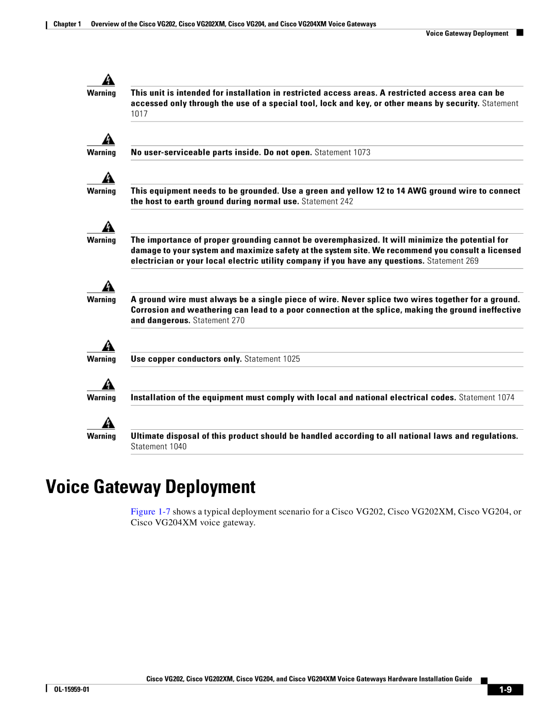 Cisco Systems VG202XM, VG204XM manual Voice Gateway Deployment 