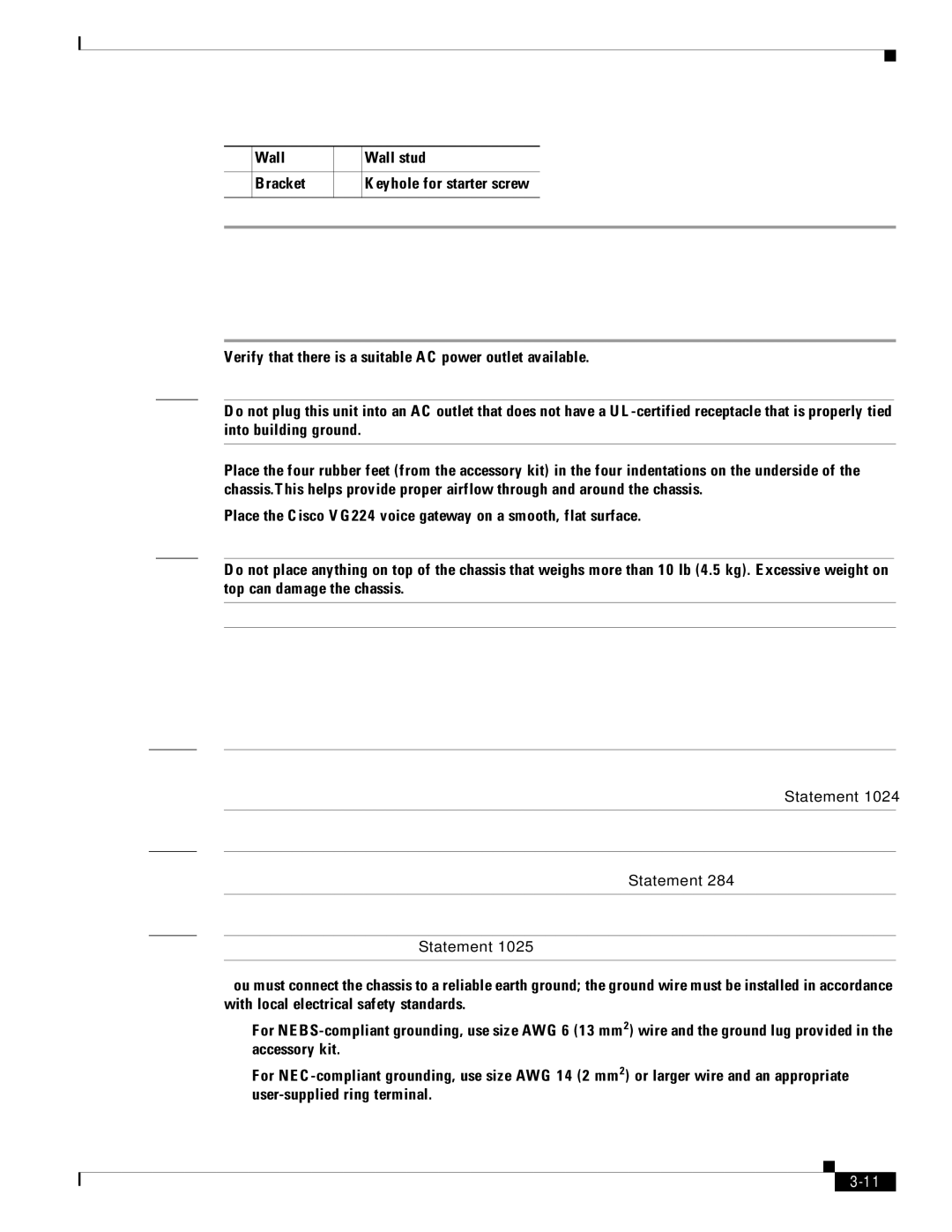 Cisco Systems VG224 installation instructions Bench-Top Installation, Installing the Ground Connection 