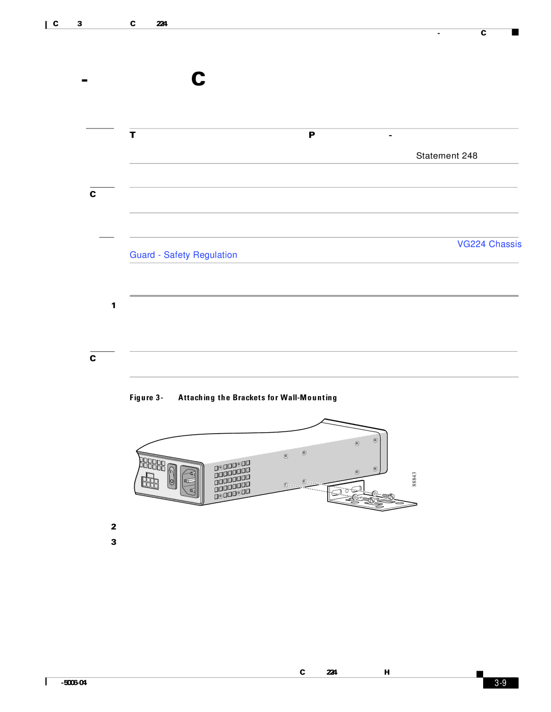 Cisco Systems VG224 installation instructions Wall-Mounting the Chassis, Attaching the Brackets for Wall-Mounting 