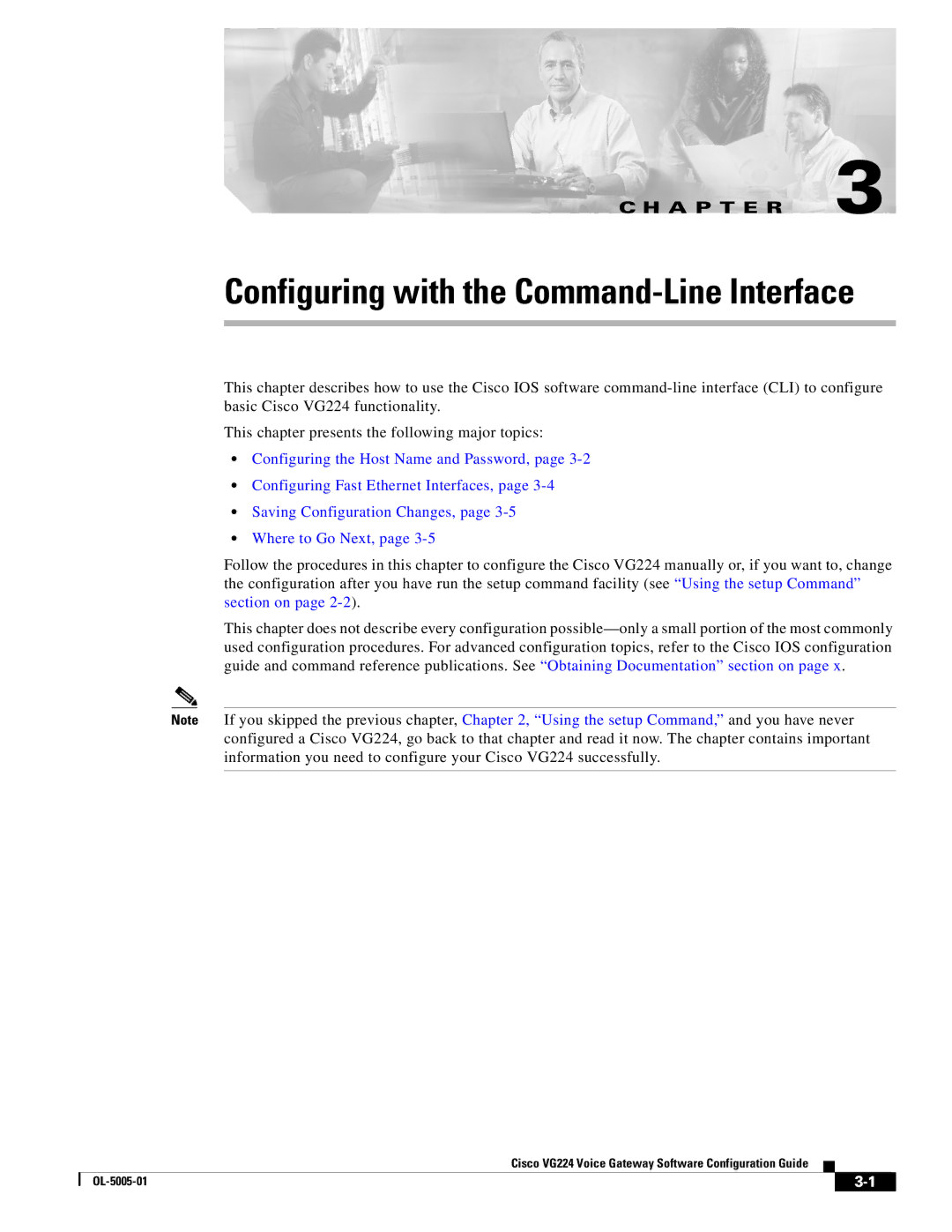 Cisco Systems VG224 manual Configuring with the Command-Line Interface 