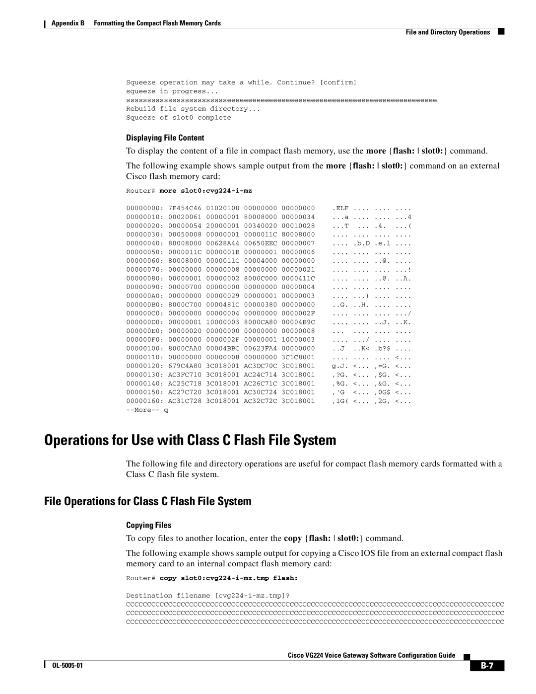 Cisco Systems VG224 manual Operations for Use with Class C Flash File System, File Operations for Class C Flash File System 