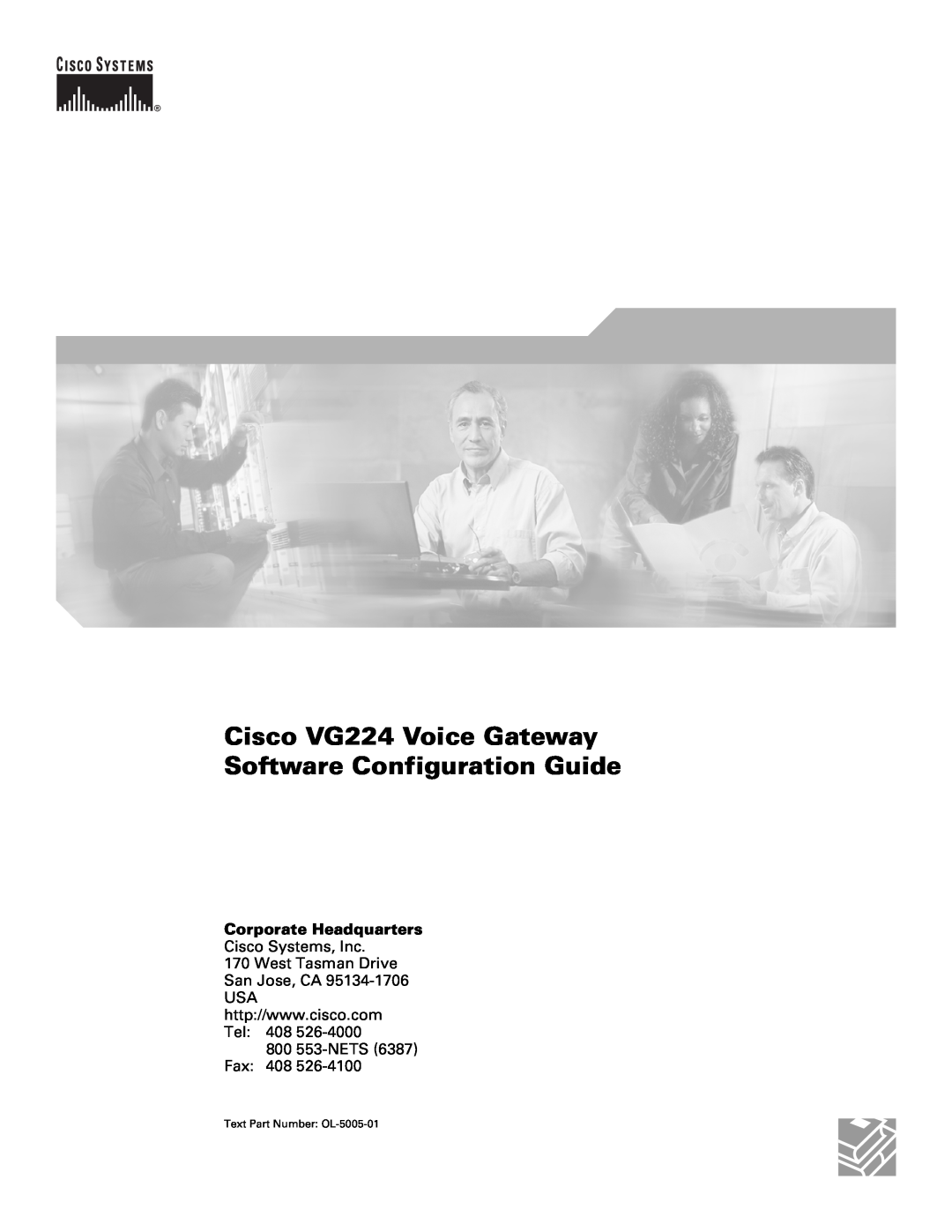 Cisco Systems manual Corporate Headquarters, Cisco VG224 Voice Gateway Software Configuration Guide 