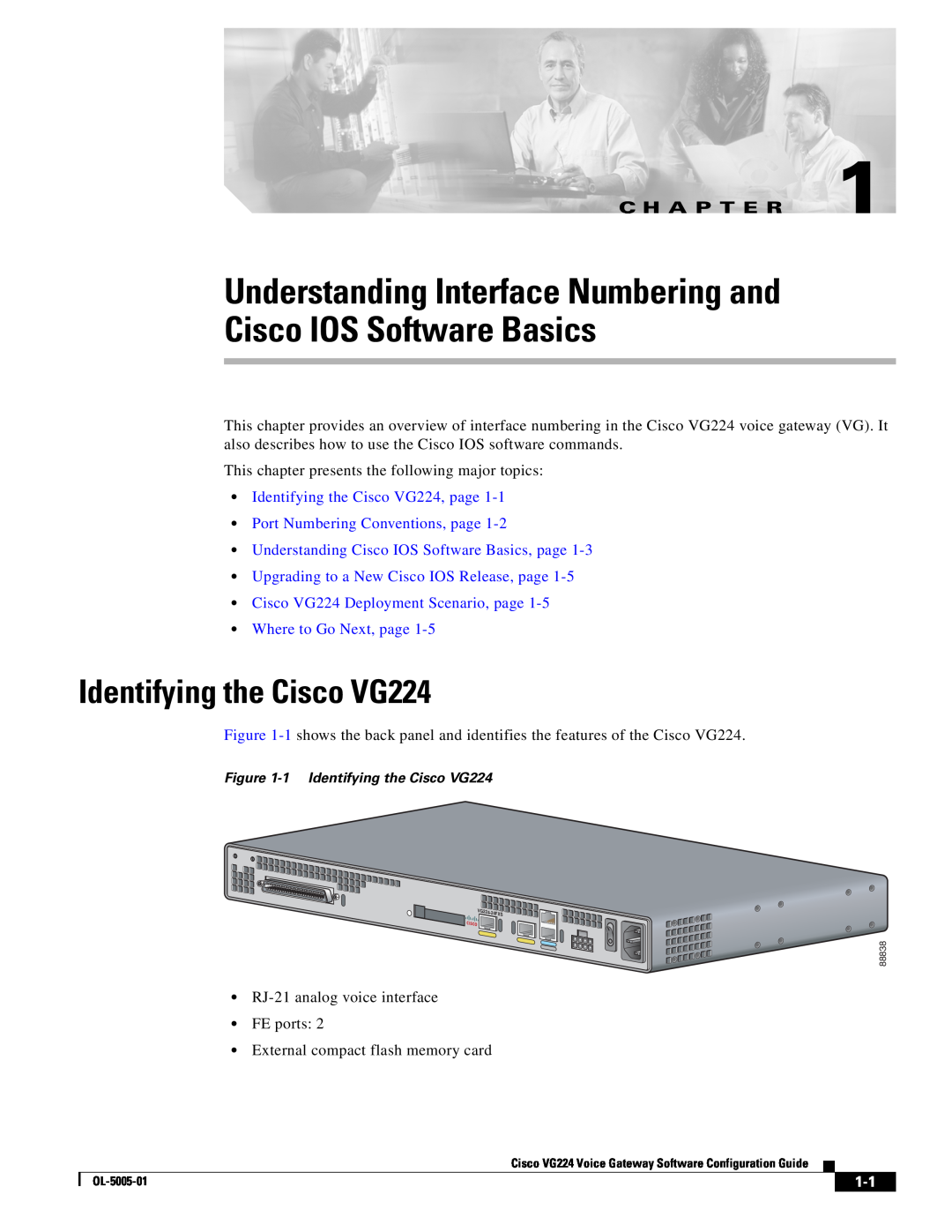 Cisco Systems manual Understanding Interface Numbering and Cisco IOS Software Basics, Identifying the Cisco VG224 