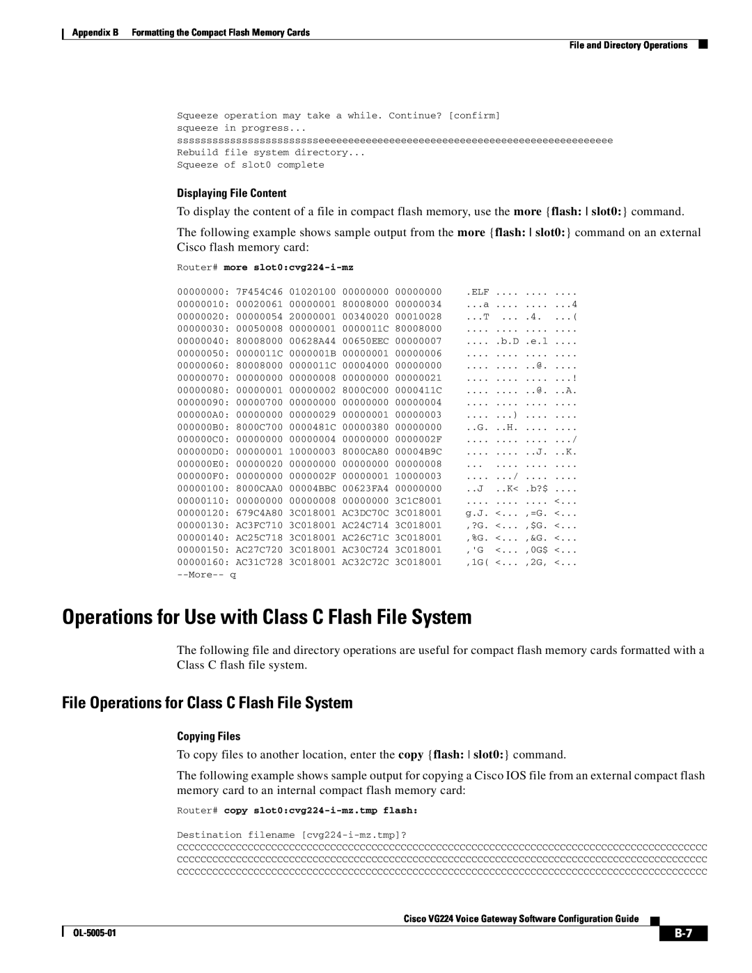 Cisco Systems VG224 manual Operations for Use with Class C Flash File System, File Operations for Class C Flash File System 
