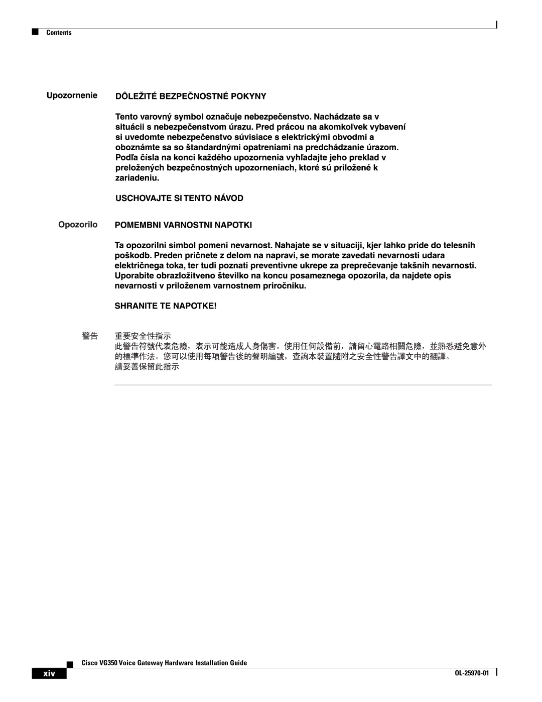 Cisco Systems SMD48FXSE, VG350 specifications Xiv 