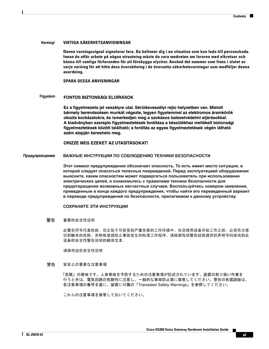 Cisco Systems VG350 specifications Spara Dessa Anvisningar 