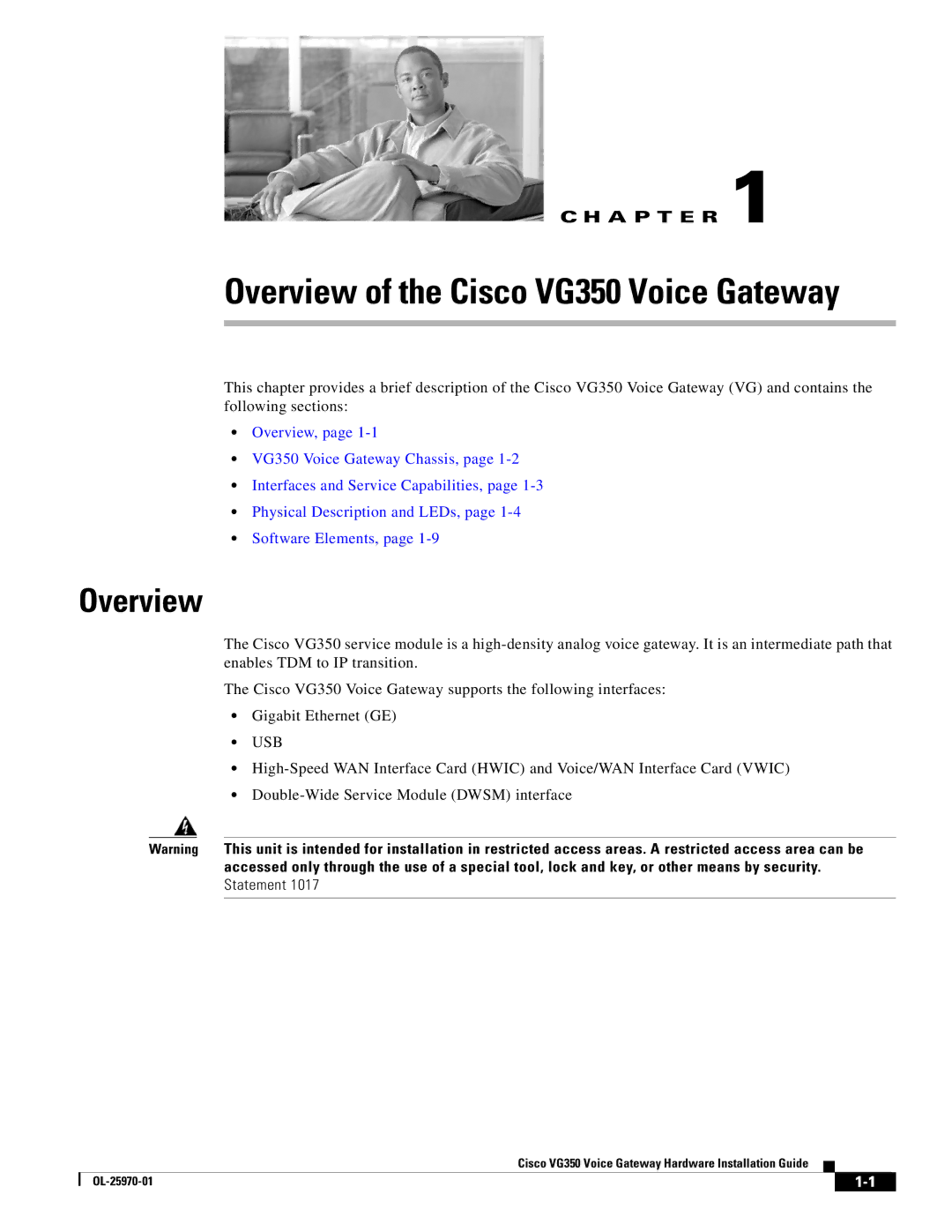 Cisco Systems VG350 specifications Overview, Usb 