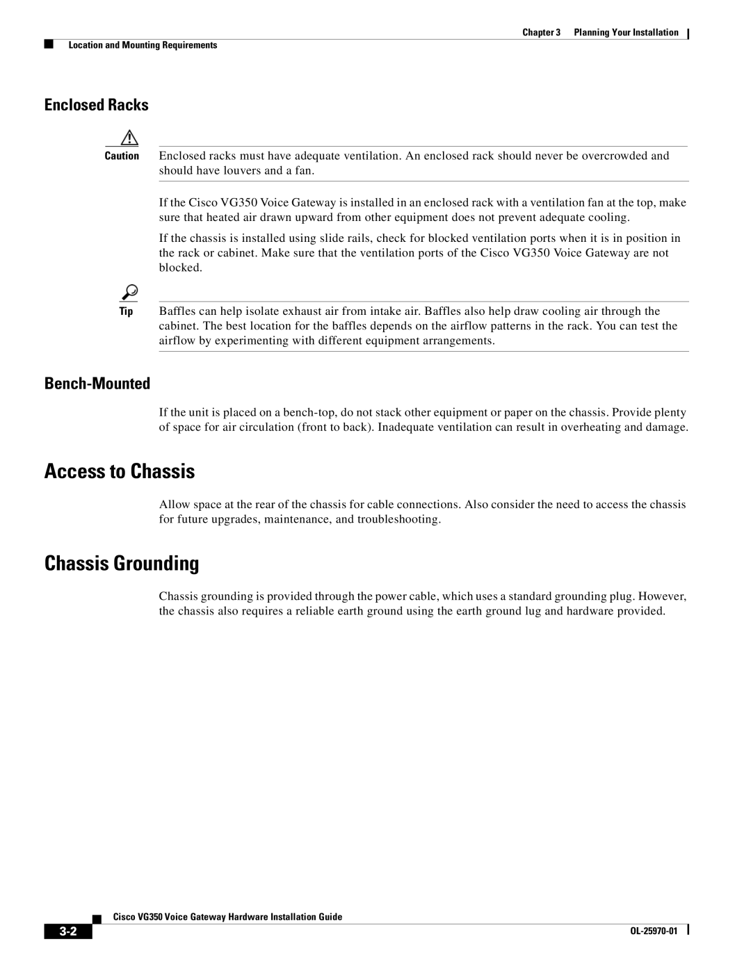 Cisco Systems VG350 specifications Access to Chassis, Chassis Grounding 