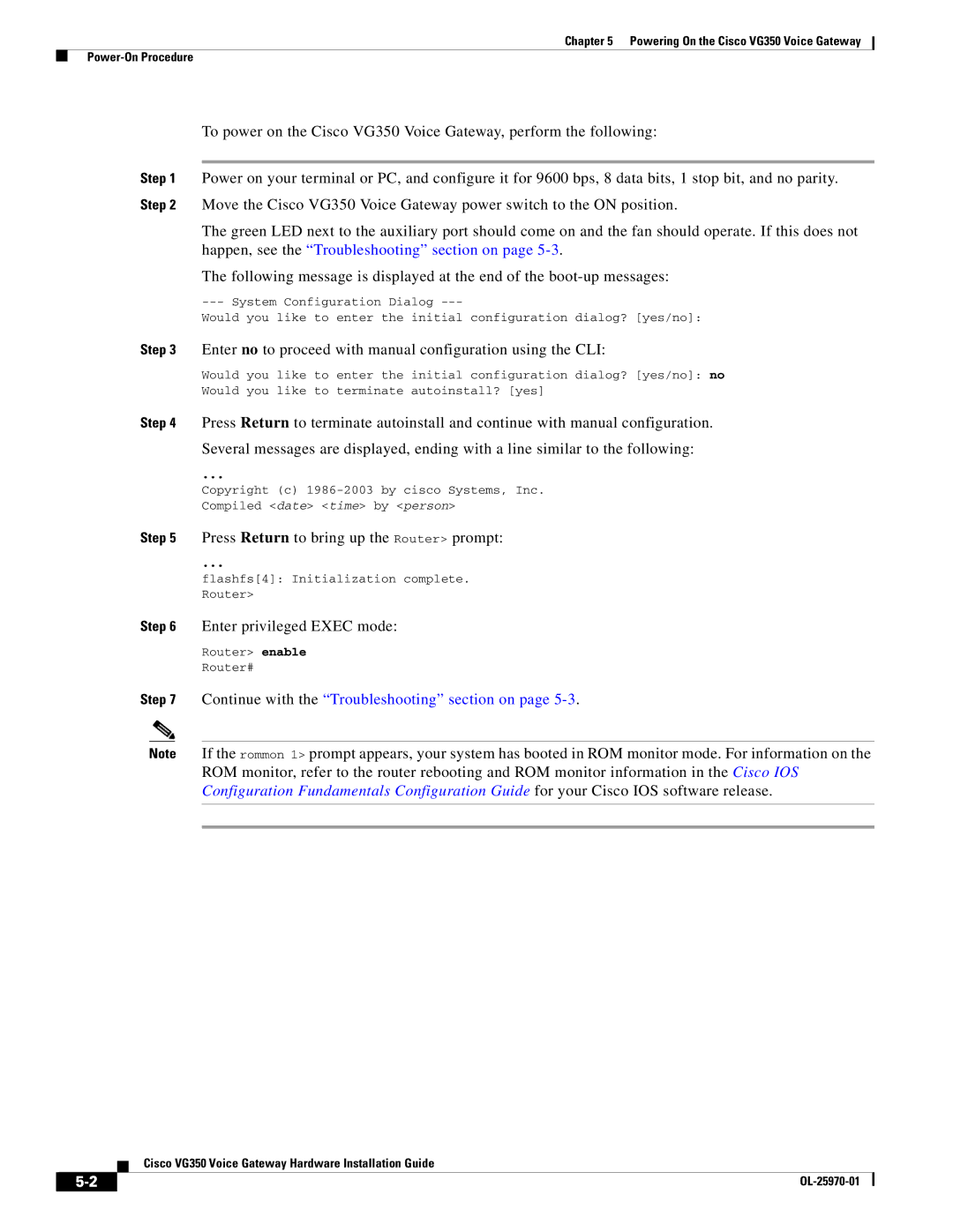 Cisco Systems VG350 specifications Continue with the Troubleshooting section on 