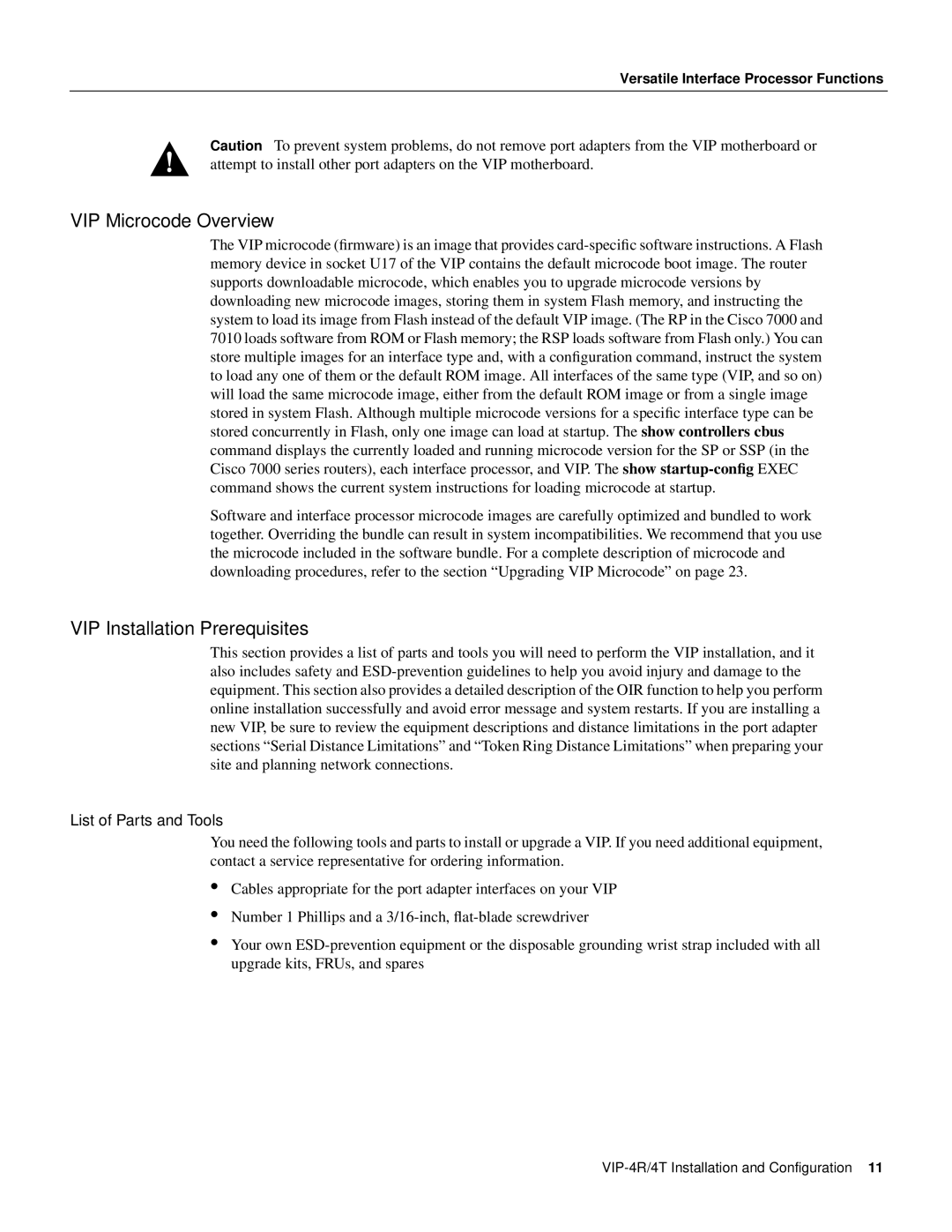 Cisco Systems VIP-4R/4T manual VIP Microcode Overview, VIP Installation Prerequisites 