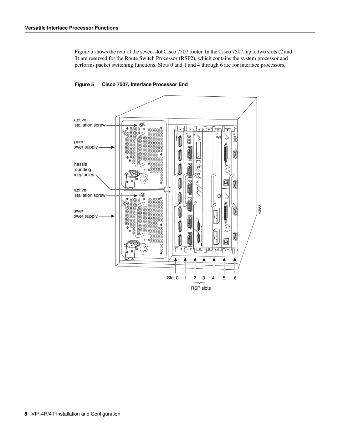 Cisco Systems manual VIP-4R/4T Installation and Conﬁguration, H3888 