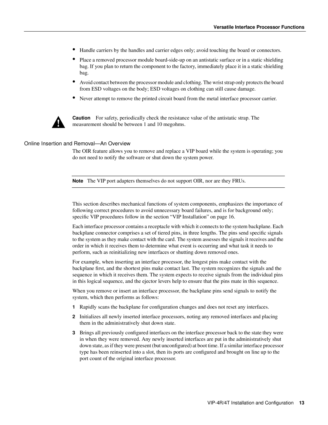 Cisco Systems VIP-4R/4T manual Online Insertion and Removal-An Overview 