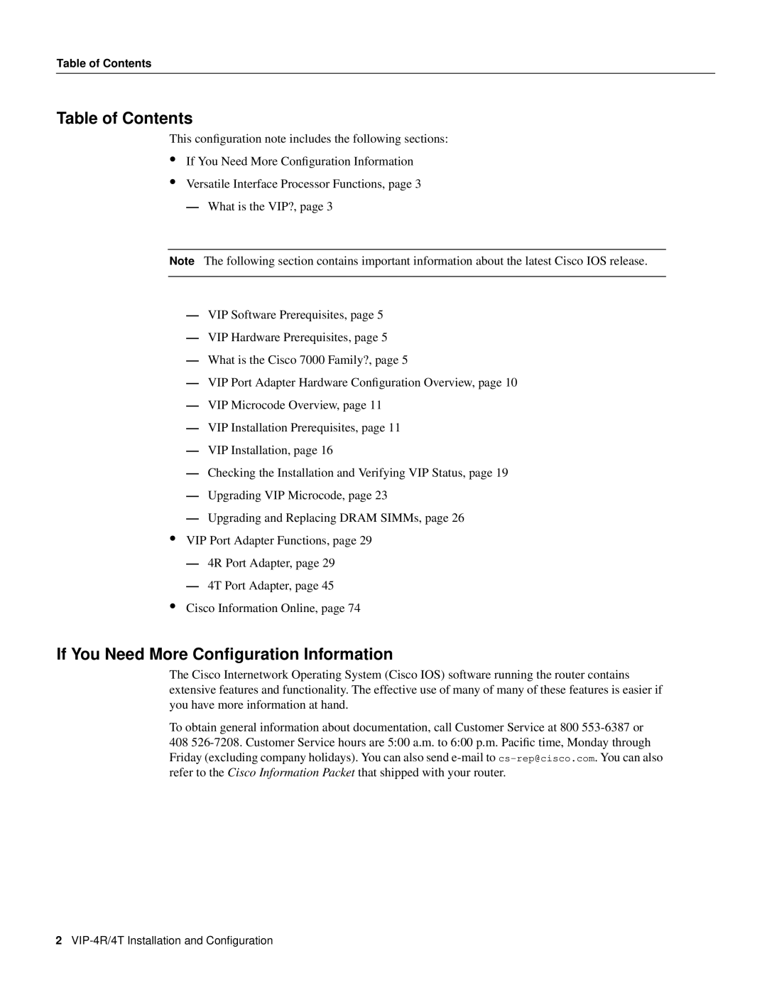 Cisco Systems VIP-4R/4T manual Table of Contents 