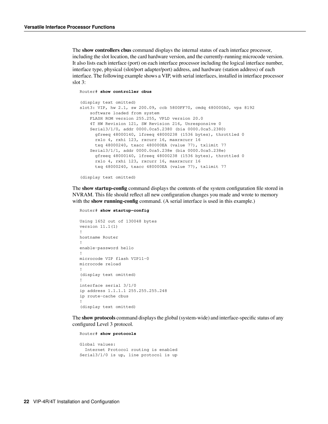 Cisco Systems VIP-4R/4T manual Router# show protocols 