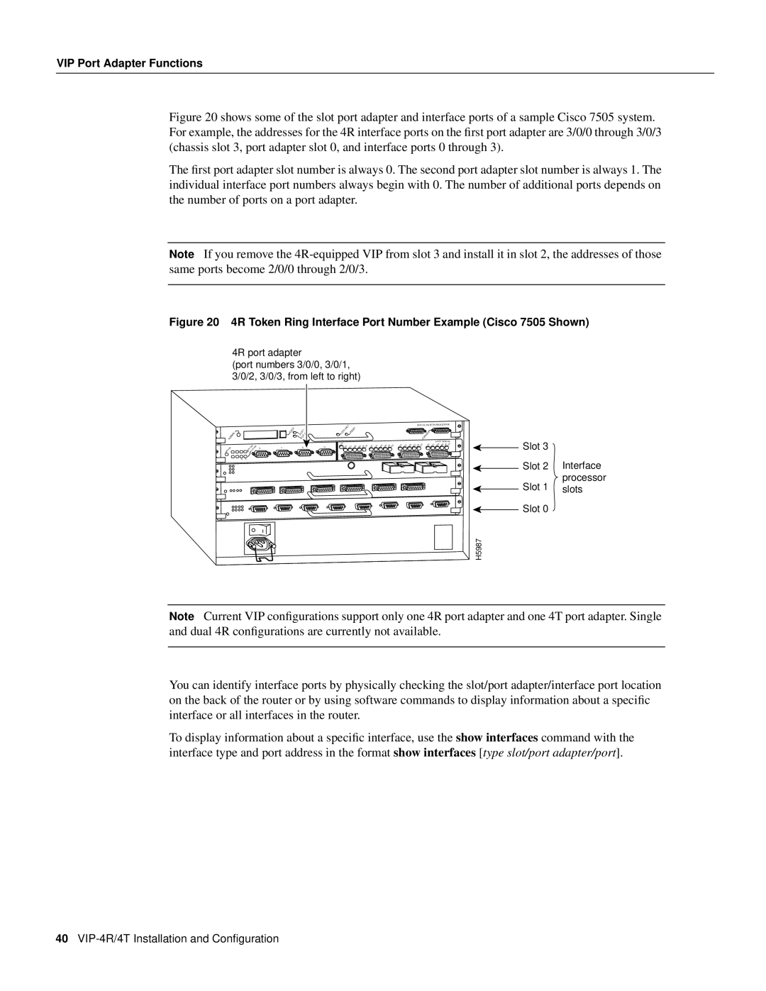 Cisco Systems VIP-4R/4T manual 4R Token Ring Interface Port Number Example Cisco 7505 Shown 