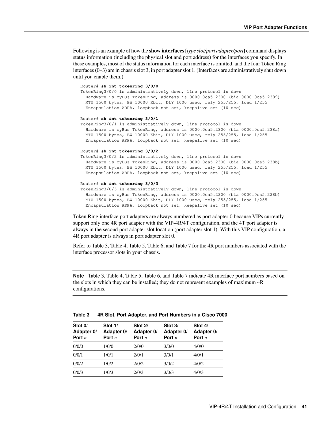 Cisco Systems VIP-4R/4T manual 4R Slot, Port Adapter, and Port Numbers in a Cisco 